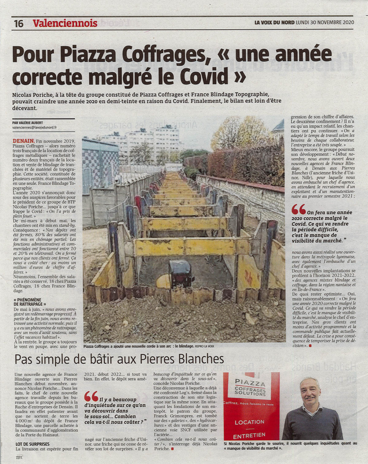 Article de la Voix du Nord de Piazza Coffrages